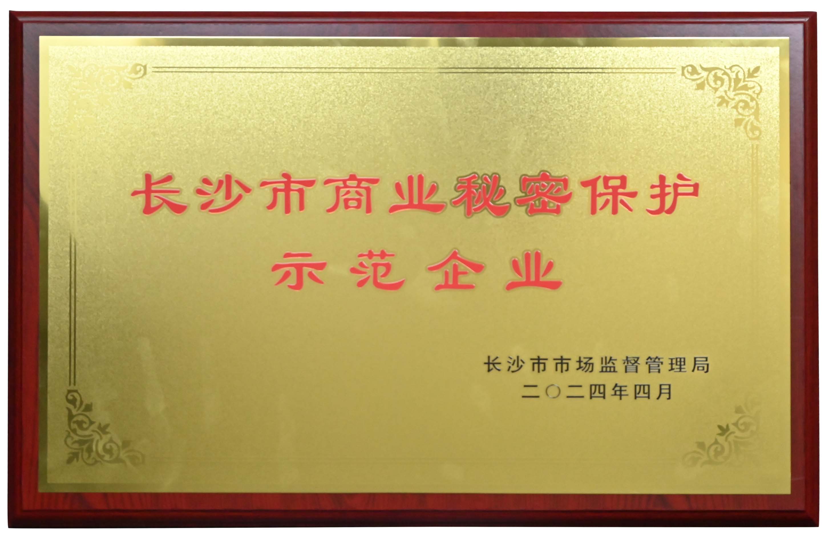 長沙市商業(yè)秘密保護示范企業(yè)